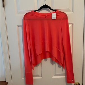 Free People Vibrant Coral Long Sleeve Top